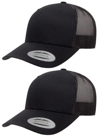 Yupoong YP Classic Truckerkeps i retrostil för män, svart, en storlek, 2-pack