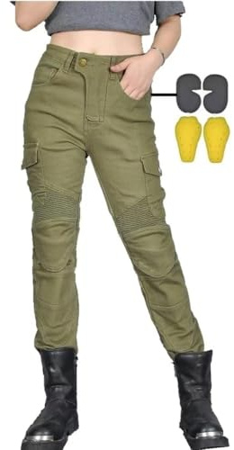 CBBI-WCCB Mujer Moto Jeans Motocicleta Pantalones con Almohadilla Protectora
