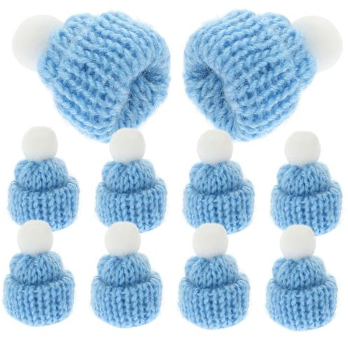 Gadpiparty 10pcs Gestrickte Weihnachten Hüte Santa Claus Zubehör für Party Favors Handgemachte Licht Frohe Weihnachten