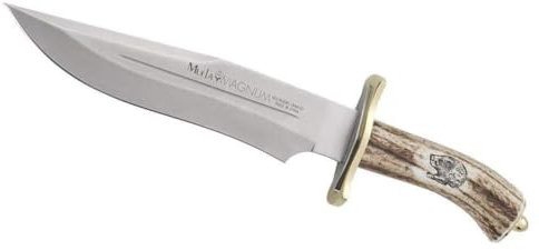 LO TRINCO YO Muela Cuchillo MAGNUM-23 hoja de acero MoVa de 23 cm y empuñadura de asta de ciervo para Caza, Pesca, Supervivencia y Bushcraft
