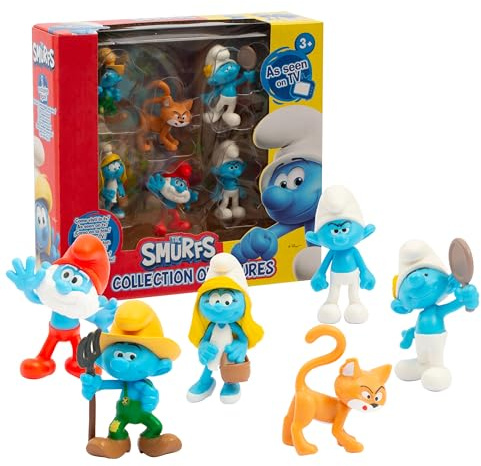 Die Schlümpfe Set mit 6 Figuren 5,5 cm, Davon 1 Exklusive Gargamel-Figur, Spielzeug für Kinder ab 3 Jahren, PUF141