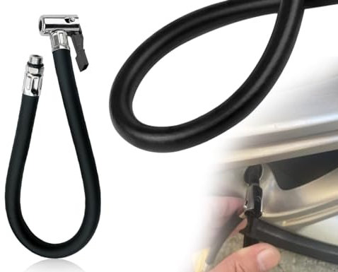 KAPSING Tubo di gonfiaggio per Pneumatici, Tubo per Pompa d'Aria per gonfiatore per Auto, prolunga per valvola, Adattatore per Tubo di gonfiaggio per Pneumatici Lungo 36,5 cm, Larghezza 12,5 mm