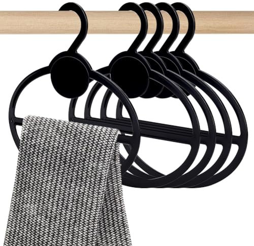 AHANDMAKER 10 Pcs Black Scarf Hanger - Oval Scarf Holder, Space Saving Plastic Hanger, for Home Scarves & Headscarves, 5.35 Inch