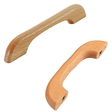 SZLXJMFL 2 pcs Holz Schrankgriff, Schubladengriffe Modern, Buche Natur | lackierte Oberfläche, Gesamtlänge: 34-230 mm Bügelgriff, Garderobe Griffe Wohndekoration Inkl Schrauben-160mm/6.2in