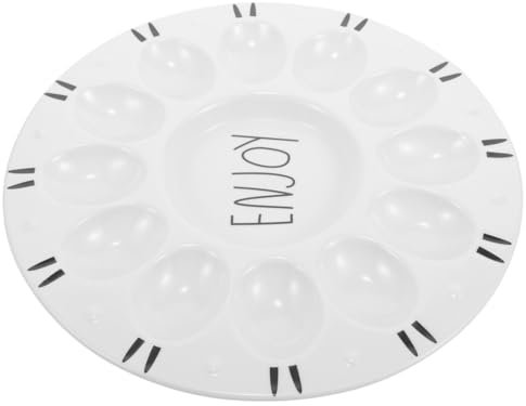 Cabilock Vassoio per Uova in Ceramica 10 Pollici Porta Uova Sode E alla Diavola Piatto per Catering Stabile E Facile da Pulire per Feste E Occasioni Speciali