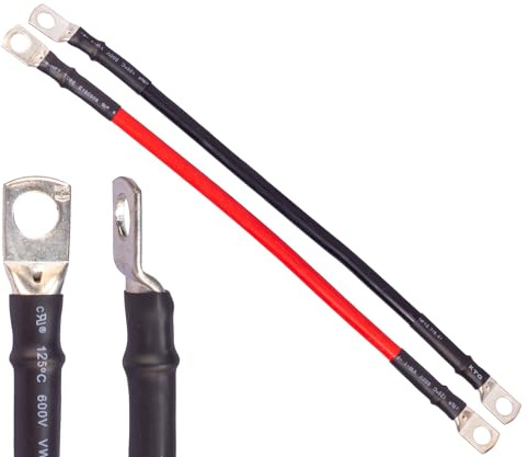 Batteriekabel 16mm² M5 M6 M8 Rohrkabelschuhe Schrumpfschlauch rot schwarz Länge wählbar ALPTEG (16mm² schwarz Länge=1,0m M6)