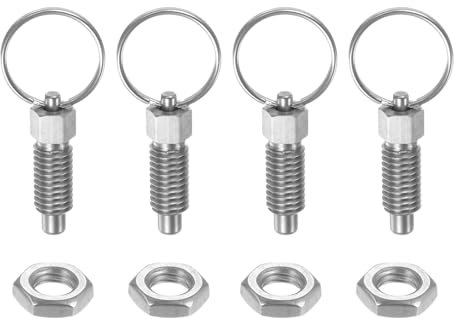 QUARKZMAN 4 Piezas Pasador de Resorte con Anillo de Extracción M8*1.25 Longitud 0.63 Pasador Diámetro 5Mm Cabeza Plana Acero Inoxidable Pasador de Índice Retráctil No Bloqueable