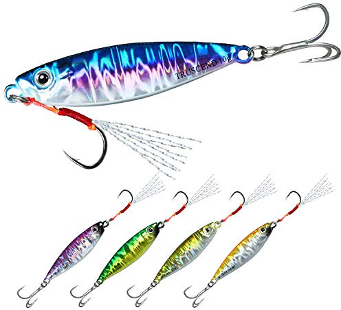 TRUSCEND Esche da pesca con cucchiaini da pesca in piombo riflettente colorato lucidati a mano, esche artificiali da e luminose per lucioperca, spigole, attrezzatura da pesca in acqua dolce e salata