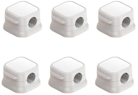OWLMATE 6 Pcs Attache Cable Adhesif, Accroche Cable Adhésif, Organisateur de Cable, Support Cable Bureau Pour Table de Nuit, Fournitures de Bureau (Blanc)