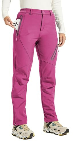 WILLIT Damen Schneehose Thermohose Gefüttert Wanderhose Wasserdicht Softshellhose Fleece Skihose Warm Trekkinghose Winter Outdoorthose Isoliert Kaltes Wetter