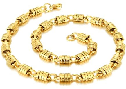 Beydodo Kette Herren 71CM Edelstahl, Gliederkette mit Karabinerverschluss 9MM Halskette Personalisiert Gold Freundschaftskette für Männer Jugend