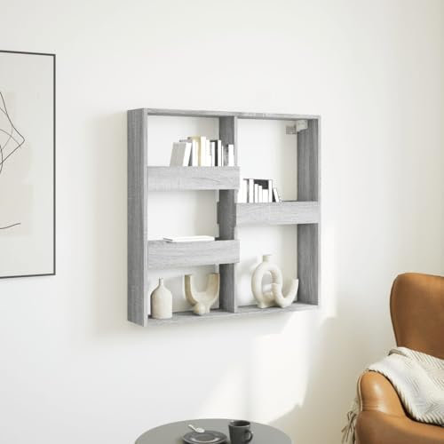LAPOOH Wandschrank Grau Sonoma 80x15x80 cm Holzwerkstoff, Hängeschrank, Fernsehschrank, Sideboard Hängend, Sideboard Tv Lowboard, Tv Cabinet - 854549
