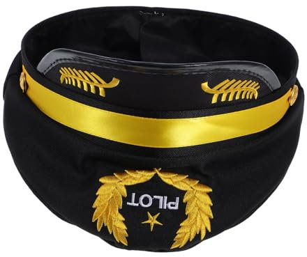 Alipis Pilotenkappe Polyester Mit Für Bühnenaufführungen Authentisches Design Für Cosplay Und Themenpartys Breiter Schirm Für Dramatische Wirkung