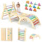 Climbing Frame Toddlers Triangle Set 7 in1 Baby Climbing Frame Wooden Play Gym Toys, Kids Play Equipment for Outdoor Indoor Foldable