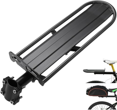 CMLLING Fahrrad-Gepäckträger, Aluminiumlegierung, einziehbarer Fahrradgepäckständer, verstellbarer Fahrrad-Gepäckträger, 10 kg Tragkraft, Schwarz