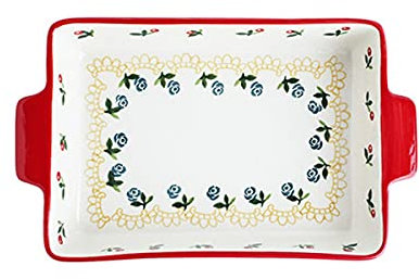 Fuente de cerámica for hornear (1 unidad), rectangular de porcelana con asas, apta for horno y bandeja for lasaña.(10inch)