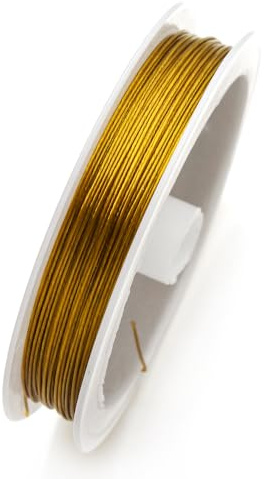 ZSREYFNB Steel Wire 1 Roll 0.3 0.35 0.45 0.5 0.6 1.0mm Resistant Strong Line Stainless Steel Wire Tail Beading Wire For Jewelry Making Finding Wire Rope(Gold,0.3mm-38meters)