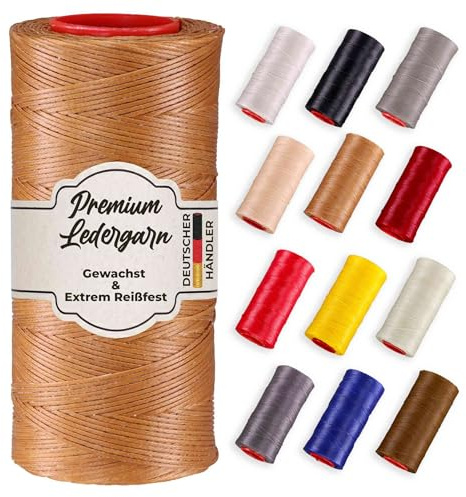 Langlauf Ledergarn gewachst 250m 0,8mm, haselnuss Sattlergarn reißfest, DIY | Gewachstes Polyester Nähgarn für Leder, Polster, Autositze, Segeltuch und DIY, reißfest, UV-beständig, wetterfest und stabil