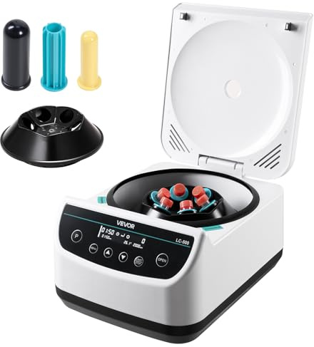 VEVOR Centrifugeuse électrique 100-2100 x g RCF, machine centrifuge laboratoire avec 1 rotor pour tubes de 2/5/10/15/50 ml, faible vitesse 500-4000 tr/min avec minuterie, pour diverses expériences