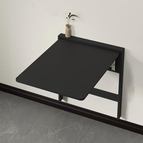 NZBZTUKUWP Table Pliante Murale, Table À Manger en Bois Massif Multicouche De 63 Cm, Blanche, Noyer, Noire, Grise(Black)