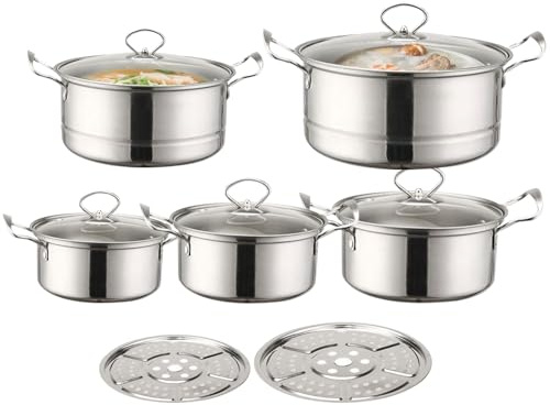 Ensemble de Casseroles | Ensemble de Marmites - Batterie De Cuisine Pour Cuisson À La Vapeur, Préparation De Soupes Et Plats Mixtes