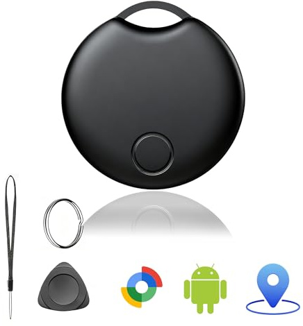 Tracker Android Key Finder, Smart Tag Compatible with Google Find Hub App (Android Only), Bluetooth Tracker for Keys, Wallet, Bicycle & Suitcase, Replaceable Battery, Pack of 1, Black