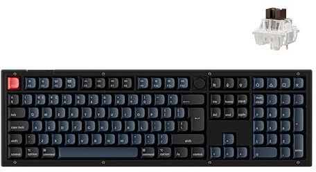Keychron V6 Wired Mechanical Keyboard Knob Version, Full-Size QMK Programmable with Hot-swappable Super Brown Tactile Switch Compatible with Mac Windows Linux (Frosted Black-Translucent), UK Layout