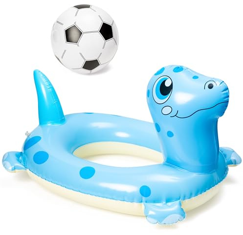 YINGENIVA Schwimmring Kinder Schwimmreifen Dinosaurier Kinder Aufblasbare Schwimmtiere Pool und Fußball Beach Ball Tiere Aufblasbar Spielzeug für Schwimmbad-Party Partyzubehör 3-12 Jahre