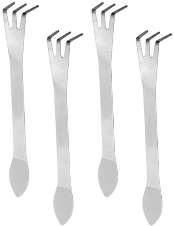 NUOBESTY Set 4 Pezzi Mini Rastrello Manuale in Acciaio Inox per Bonsai, Coltivatore da Giardino Compatto per Diserbo e Allentamento Terreno, Attrezzi da Giardinaggio per Orto e Piccoli