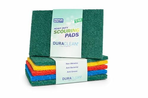 DURACLEAN Heavy Duty PREMIUM QUALITY - Kitchen Cleaning Scouring Pads Multicoloured (Red Green Blue Yellow) - 10 pack