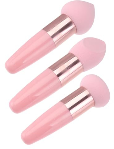 Esponjas de Maquillaje Mango, 3 Piezas, Látex, Rosa | Cabeza Tipo Seta, Formato Compacto para Viaje, Tacto Delicado para Chicas Estilo Aleatorio