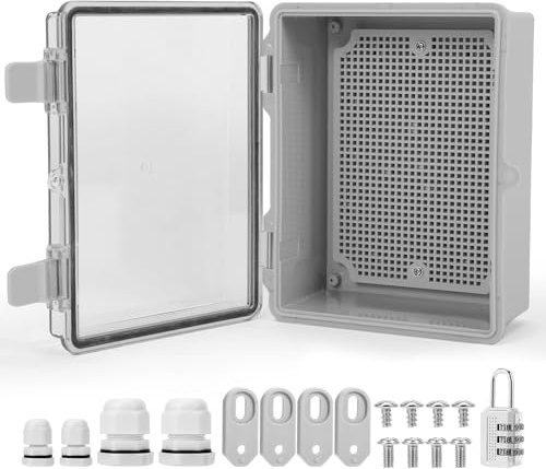 Caja Eléctrica Impermeable IP67, Cuadro Eléctrico Superficie con Carcasa Plástico ABS, Conexiones Impermeable Exterior para Ocultar Enchufes Jardín Piscina Iluminación