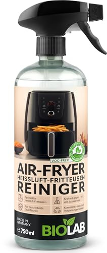BIOLAB Airfryer Reiniger Spray (750 ml) Starker Fettlöser für Air Fryer & Heißluftfritteuse - Entfernt eingebranntes Fett & Öl - Schonend für Antihaft-Beschichtung - Küchenreiniger