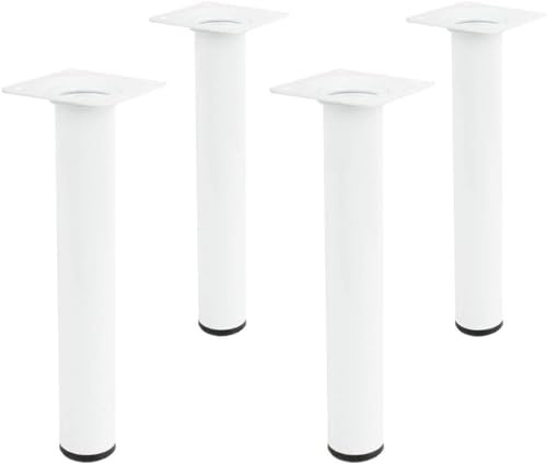 Amig Rundes Möbelbein aus Stahl | robust und vielseitig | ideal für Tische und Schreibtische | inklusive Schrauben | weiß, 30 x 250 mm, Metall