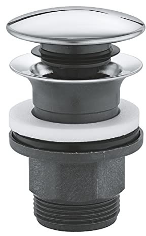 GROHE Ablaufgarnitur (mit herausnehmbarem Druckstopfen, für Waschtisch mit Überlauf, durch Drücken verschließbar), chrom, 40824000