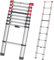Hailo T80 FlexLine Alu-Sicherheits-Teleskopleiter - ausziehbare Anlegeleiter mit 9 Sprossen - Arbeitshöhe bis 340 cm - Gewicht 8,1 kg - Silber
