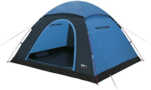 High Peak Kuppelzelt Monodome XL, Campingzelt für 4 Personen, Igluzelt, Festivalzelt mit Wannenboden, 1500mm wasserdicht, Freistehend, Hochentlüftung, Moskitoschutz, blau/grau