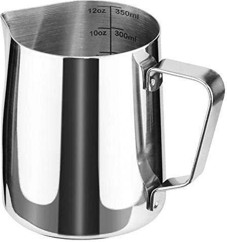 Pichet verseur en acier inoxydable pour mousser le lait, cappuccino, tasse à expresso, tasse à crème pour latte art, 350 ml