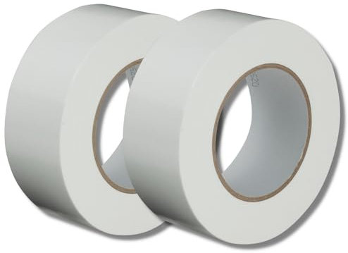 GTSE - Cinta americana blanca de 48 mm x 50 m - Cinta de tela resistente, adhesiva e impermeable - Para reparar, fijar, agrupar, reforzar y sellar - 2 rollos