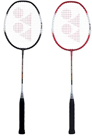 YONEX ZR 100 - Racchetta da badminton leggera in alluminio con copertura completa, set da 2 pezzi, colore: Nero/Rosso
