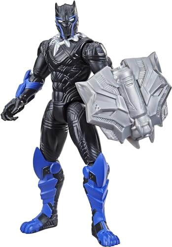 Marvel Avengers Mech Strike 15-cm-scale Action Figure Toy Black Panther and Battle Accessory, for Children Aged 4 and Up F1667