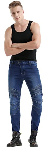 Wasserdichte Motorrad-Jeans, Biker-Schutzhose, Motocross-Racing-Hose, Silikon-Gel, CE-Schutz, blau, XL