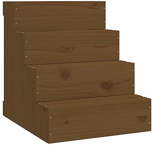 vidaXL Escalera Mascotas Perros Gatos Sofá Madera Maciza de Pino Marrón Miel