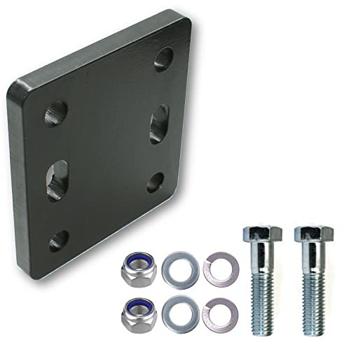 XIMPLIO Universelle Adapterplatte zur Höhenverstellung 3x90 mm der Anhängerkupplung für 2-Loch 90mm AHK-Bock Flanschkugeln (3x45 mm mit 2xM16 Schraubenset, für 2 Loch 90mm AHK-Bock)