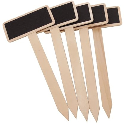 NUOBESTY Mini Chalkboard Plant Signs Wooden Blackboard Tags with Stick Poplar Plywood Garden Markers for Succulent Flower Card Arrangement Pot Labels Table Numbers Memo Notes 20 Pieces