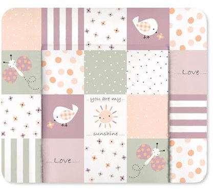 Julius Zöllner Wickelauflage Softy 75x75 cm - Wickelunterlage - wasserdicht und abwischbar - Made in Germany – Oeko-Tex Standard 100 – Patch rose
