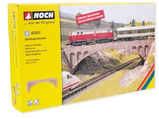 NOCH® Steinbogenbrücke, Laser-Cut Modellbau Brücken-Bausatz, 18,5 x 4 cm für die Spurweite N perfekt für Landschaftsbau und Dioramen