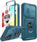 LeYi Objektivschutz Hülle für Samsung Galaxy S24 FE Handyhülle [2 Hartglas Schutzfolie] Hybrid Schutzhülle Ringhalterung Cover Kratzfest Kamera Schutz S 24 FE 5G Handy Case Halter Outdoor Blau