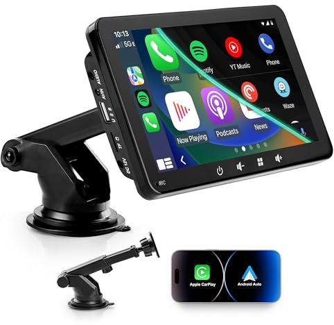 Car Display compatible with CarPlay and Android Auto, 7 inch portable car tablet IPS HD touch screen, Wireless Car Stereo Voice Control, Car Playback Screen for sedans, vans, trucks