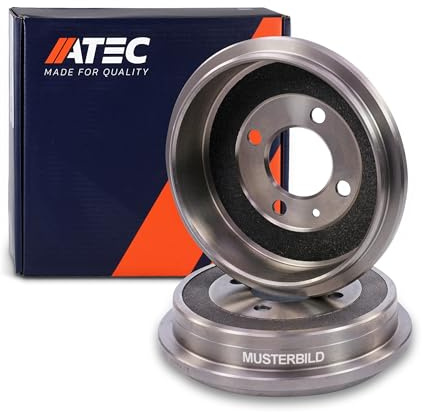 ATEC Germany 2x Bremstrommel Hinterachse ohne Radlager | Kompatibel mit: DACIA LOGAN, RENAULT 19 I Chamade, 19 II, 19 II Cabriolet, 19 II Chamade, 19 II Kasten/Schrägheck, CLIO II
